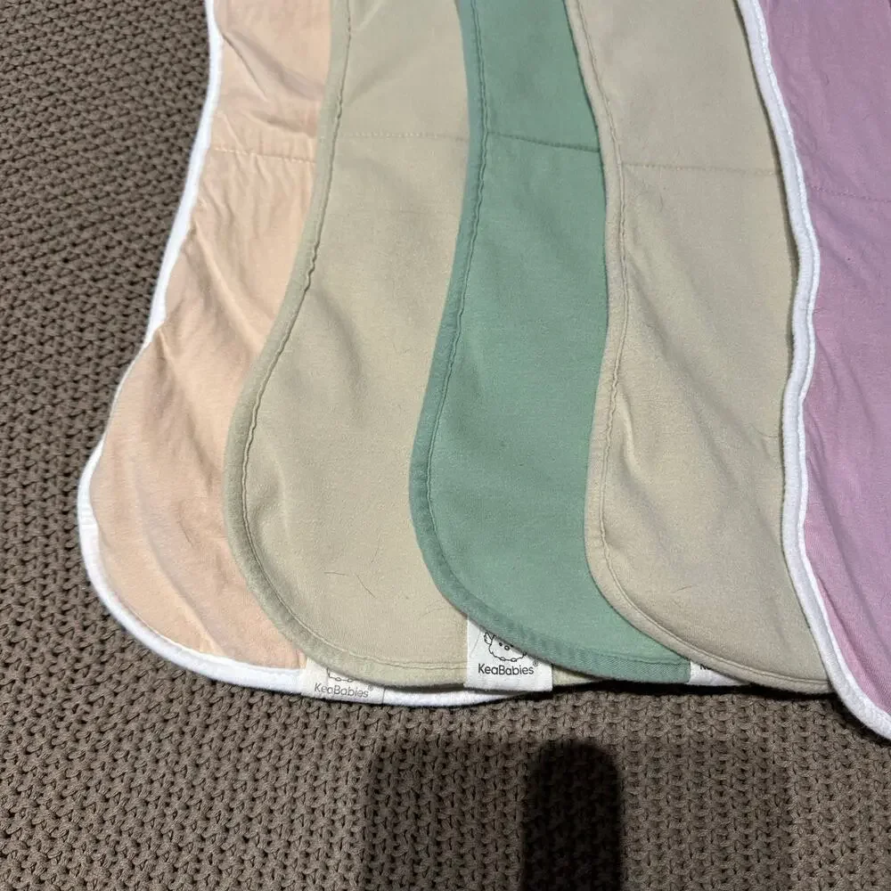 KeaBabies Organic Cotton Burp Cloths – Set of 6 (Neutral + Pastel Mix)